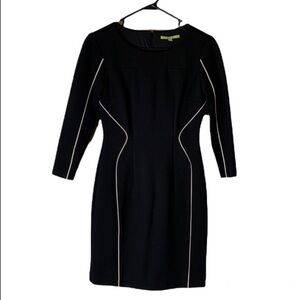 Black cocktail Dress Razzle Dazzle 3/4 sleeve bodycon White stripe